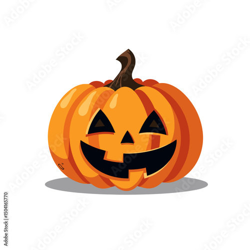 Cartoon Halloween Pumpkin with Smiling Face and Triangle Eyes Illustration for Holiday Season
