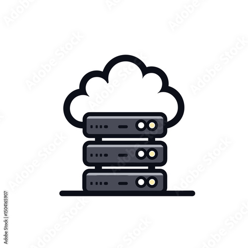 Cloud Server Infrastructure Illustration: A Modern Data Storage and Network Concept with Cloud Computing