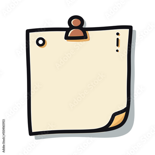 Blank Beige Note Paper with Clip Illustration for Reminders and Messages, Vector Design