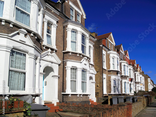 Victorian terraced town houses in London, England, UK