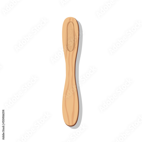 Isolated Wooden Spoon Illustration with Natural Wood Grain Texture and Simple Design