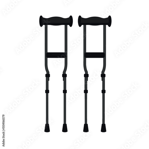 Pair of Underarm Crutches Medical Mobility Aid Equipment Illustration on White Background