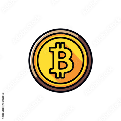 Bitcoin Cryptocurrency Symbol Graphic Illustration on White Background for Finance and Technology