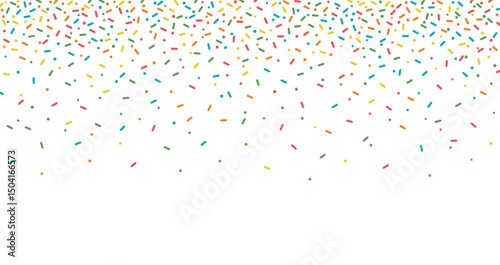 Colorful sprinkles banner background, colorful falling decorative sprinkles background