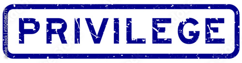 Grunge blue privilege word square rubber seal stamp on white background