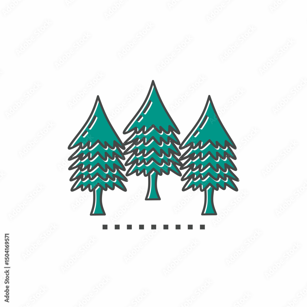 Obraz premium Colored icon template. Pine tree icon. Colored vector design.