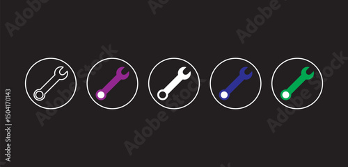 Wrench icon vector. repair icon vector. tools icon vector. repair icon vector.  Spanner symbol, Mechanic spanner sign set. Professional mechanical maintain tool sign for UI.  tools icon vector