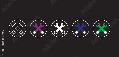 Wrench icon vector. repair icon vector. tools icon vector. repair icon vector.  Spanner symbol, Mechanic spanner sign set. Professional mechanical maintain tool sign for UI.  tools icon vector