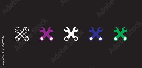 Wrench icon vector. repair icon vector. tools icon vector. repair icon vector.  Spanner symbol, Mechanic spanner sign set. Professional mechanical maintain tool sign for UI.  tools icon vector