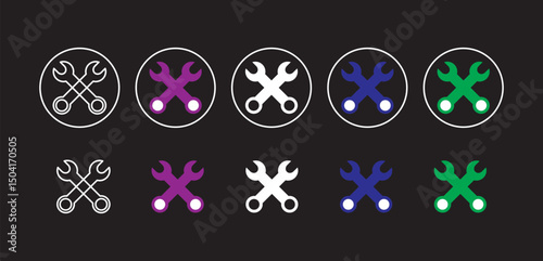 Wrench icon vector. repair icon vector. tools icon vector. repair icon vector.  Spanner symbol, Mechanic spanner sign set. Professional mechanical maintain tool sign for UI.  tools icon vector