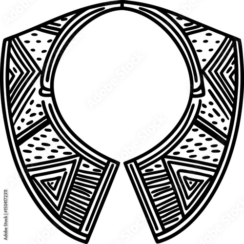 intricate african inspired collar design with geometric patterns and bold line art details