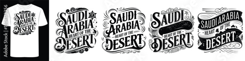 Saudi Arabia Typography Shirt with Grunge Style Travel Designs