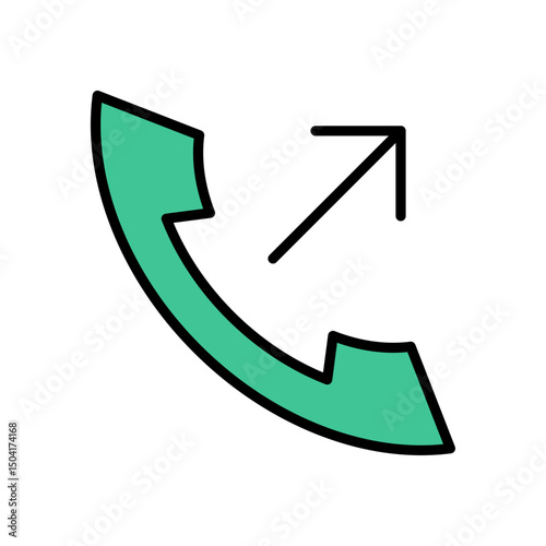 Outgoing Phone Call Icon: Dialer, Communication, Contact, Made Call, Telecommunication, Minimalist Filled Line Vector.