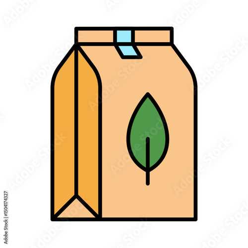 Eco Packaging Icon: Sustainable Product Box, Green Packaging, Organic Goods, Environmentally Friendly, Biodegradable, Minimalist Filled Line Vector
