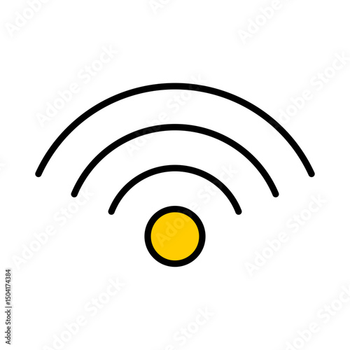 WiFi Signal Icon: Wireless Internet, Network Connectivity, Digital Communication, Hotspot, Global Connection, Minimalist Filled Line Vector