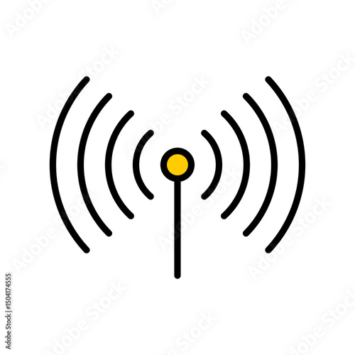 WiFi Signal Icon: Wireless Network, Internet Connectivity, Digital Communication, Hotspot, Global Connection, Technology, Modern Service, Minimalist Filled Line Vector