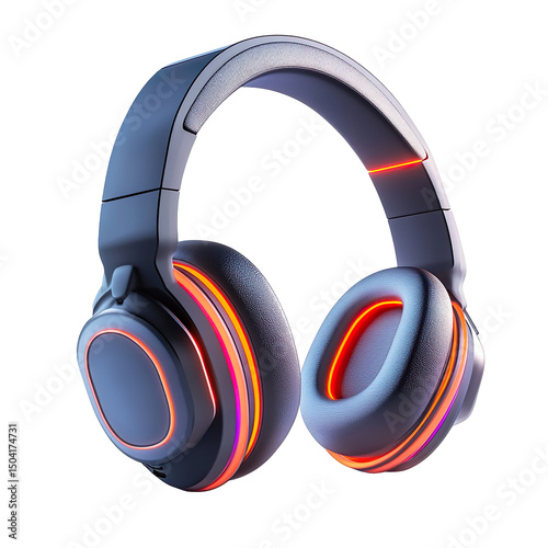 Futuristic 3D Gaming Headphones with Neon LED Lighting Design photo
