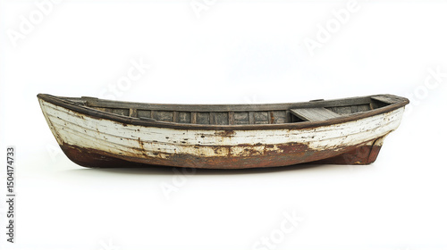old wooden boat on white background