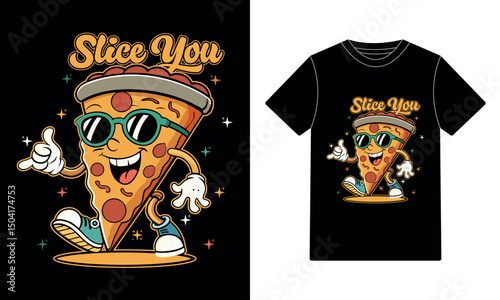 Cartoon pizza slice you t-shirt design