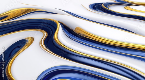 Wallpaper Mural Abstract liquid waves in gold, blue, and white Torontodigital.ca