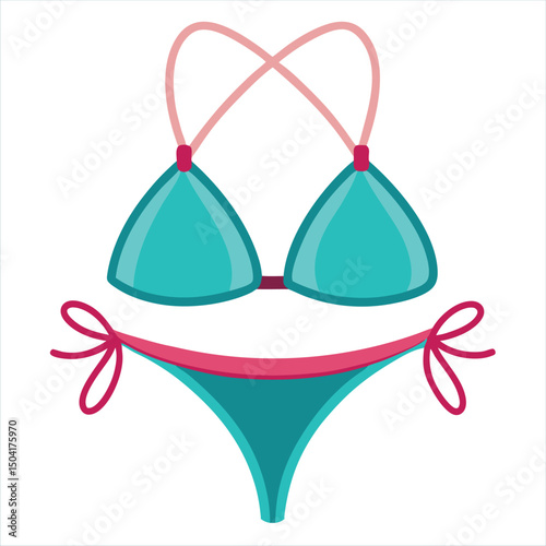 Teal bikini swimsuit illustration isolated on white background