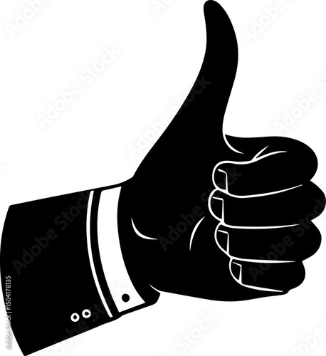Thumbs Up Hand Gesture Silhouette Vector