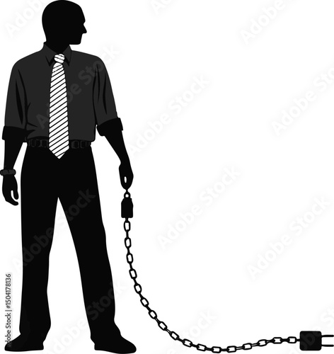 Man Chained Silhouette Vector