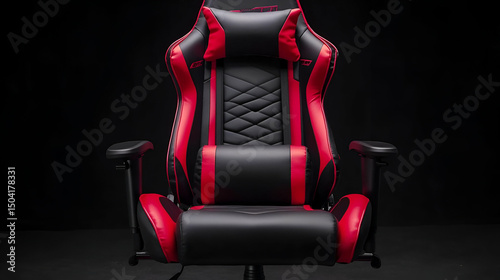 Red and Black Leather Gaming Chair with Headrest and Armrests