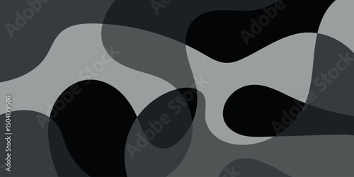 Flat abstract monochrome modern fluid background illustration vector design. Black color.