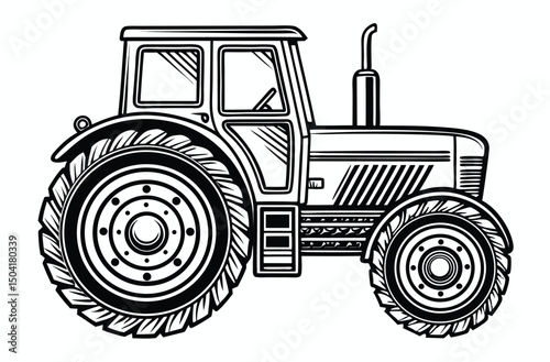 Vintage Tractor Sketch – Hand Drawn Farm Machinery Illustration