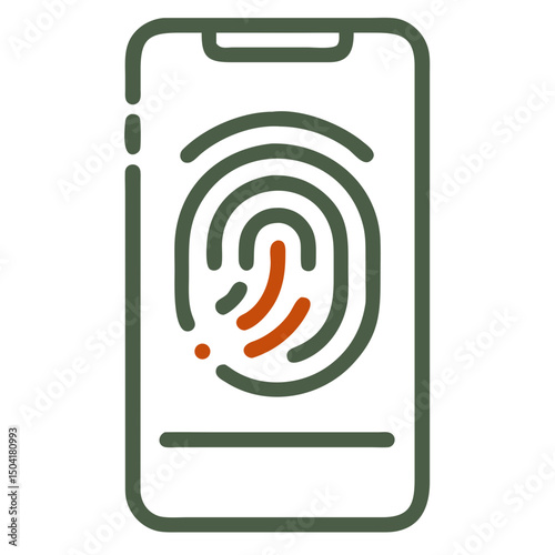 Minimalistic smartphone fingerprint icon for biometric security