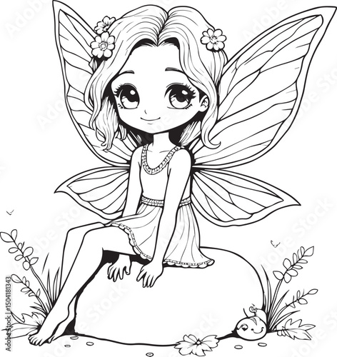 coloring cute fairy for kids 