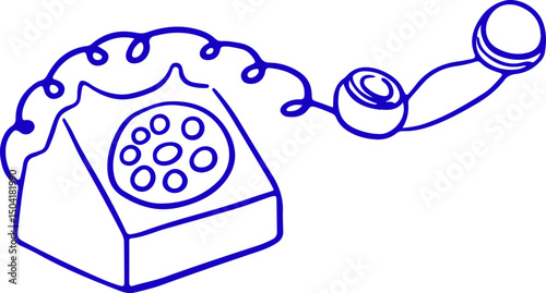 Retro Hand Drawn Rotary Dial Telephone