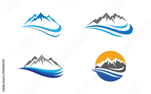 Mountain Hill icon Logo illustration design Template v.27