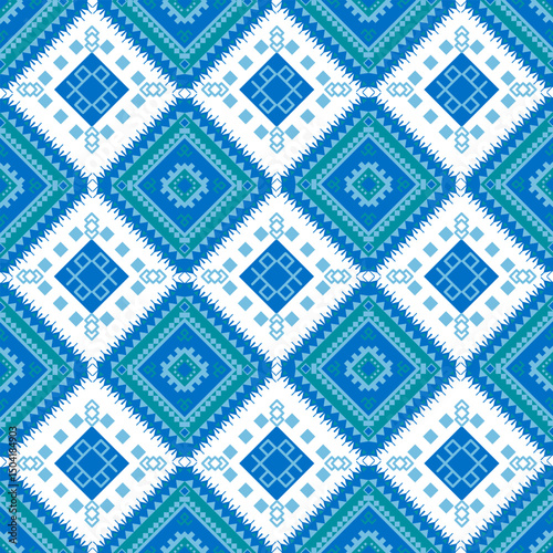 Geometric Ethnic pattern,Native American tribal
fabric, tile, carpet, vector, illustration design, on
navy blue background

