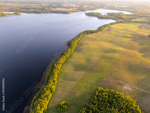 Fototapeta Naklejka Na Ścianę i Meble -  Piękne jezioro Wierzchowo, widok z lotu ptaka