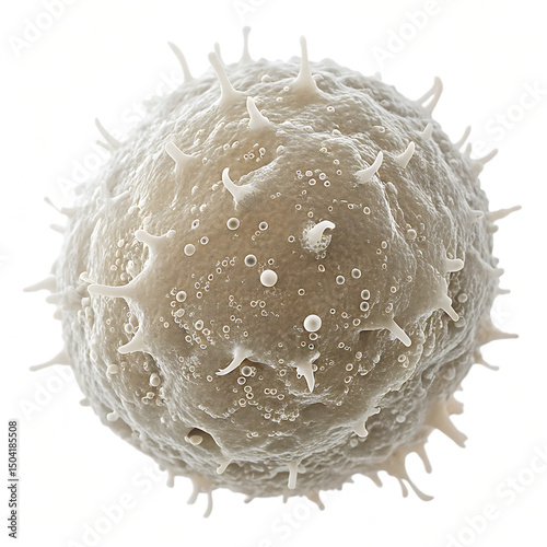 Magnified single white blood cell immune defender isolated on a transparent background