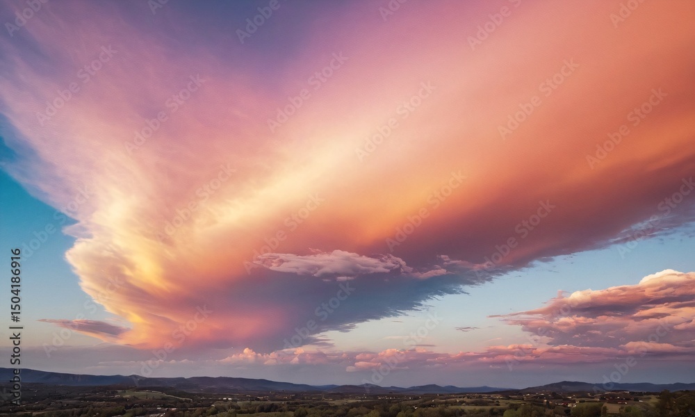 Fototapeta premium 멋진구름이 있는 하늘,석양 구름 노을이 멋지다