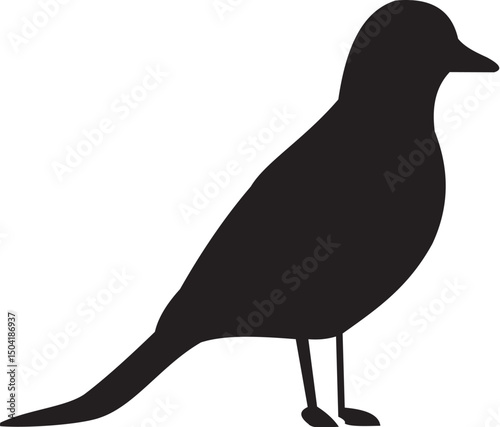"A clean and elegant silhouette of a bird standing, showcasing its graceful form. This design is perfect for nature themes, artistic projects, or any creative endeavor that celebrates avian beauty. Id