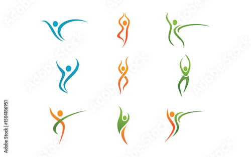 Healthy life Human fit sport logo sign illustration v.155