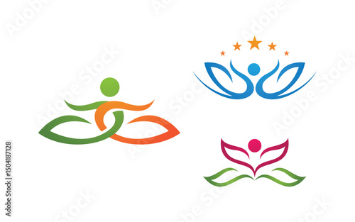 Healthy life Human fit sport logo sign illustration v.163