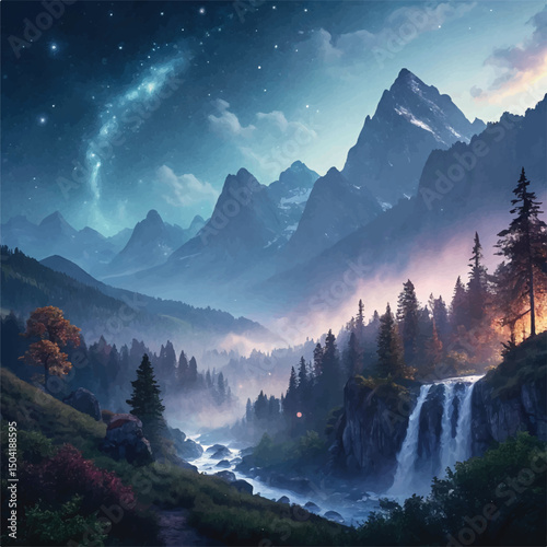 nightsky in the mountains and jungle