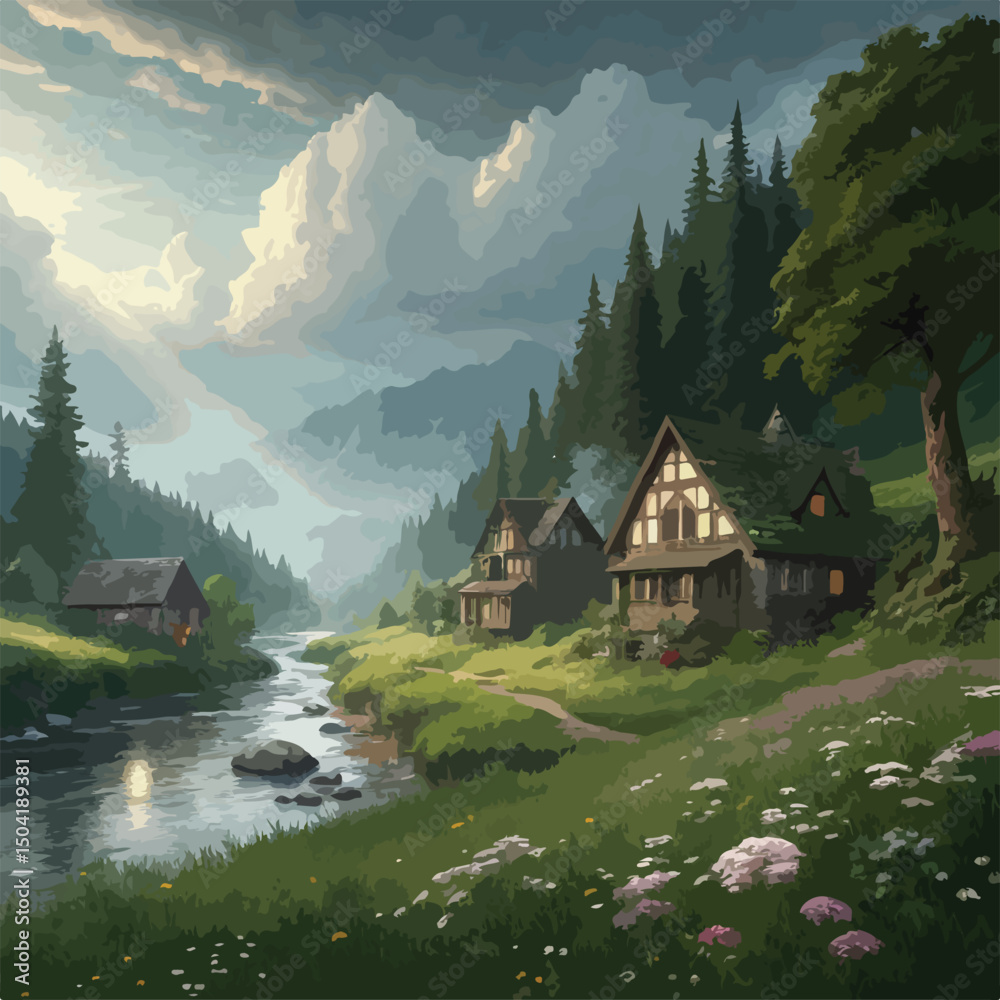 Naklejka premium lake in the mountains