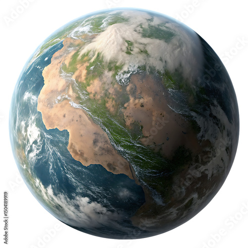 Exoplanet candidate for terraforming with diverse ecosystems isolated on a transparent background