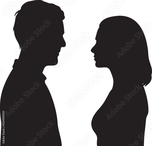 Silhouette of a Man and Woman: A silhouette showcases the intimate connection between a man and a woman, facing each other in profile. Their forms, a testament to the beauty of human connection.