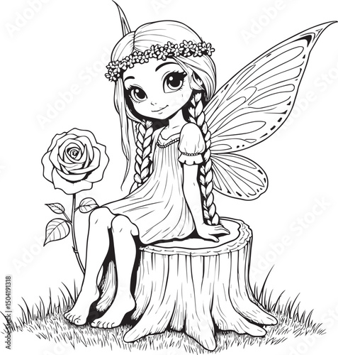coloring cute fairy for kids 
