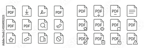Collection of various document icons in minimalist design for digital content management