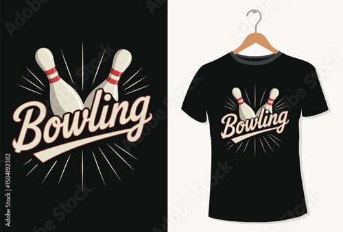 Bowling t-shirt design vector illustration.