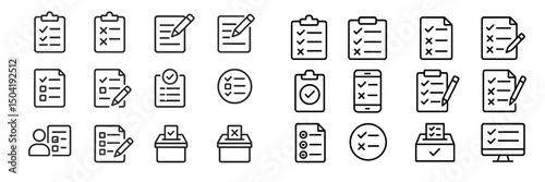 Collection of icons representing checklists, surveys, and voting activities for efficient information gathering