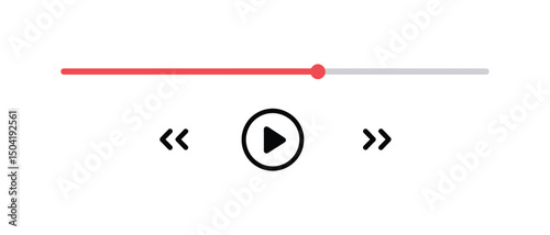 Minimalist media player interface featuring playback controls and progress bar visuals